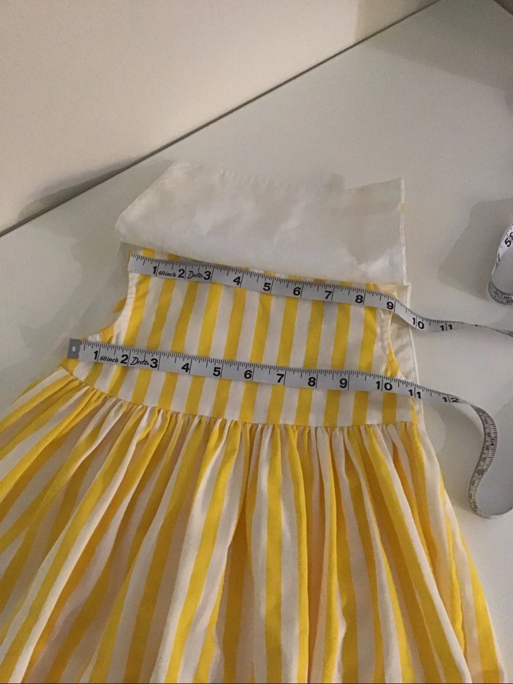 Vintage Maggie Breen yellow & white striped sailor collar dress 100% cotton 2T